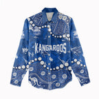 Personalized North Melbourne Kangaroos Women Casual Shirt Aboriginal Pattern with Graffiti Style