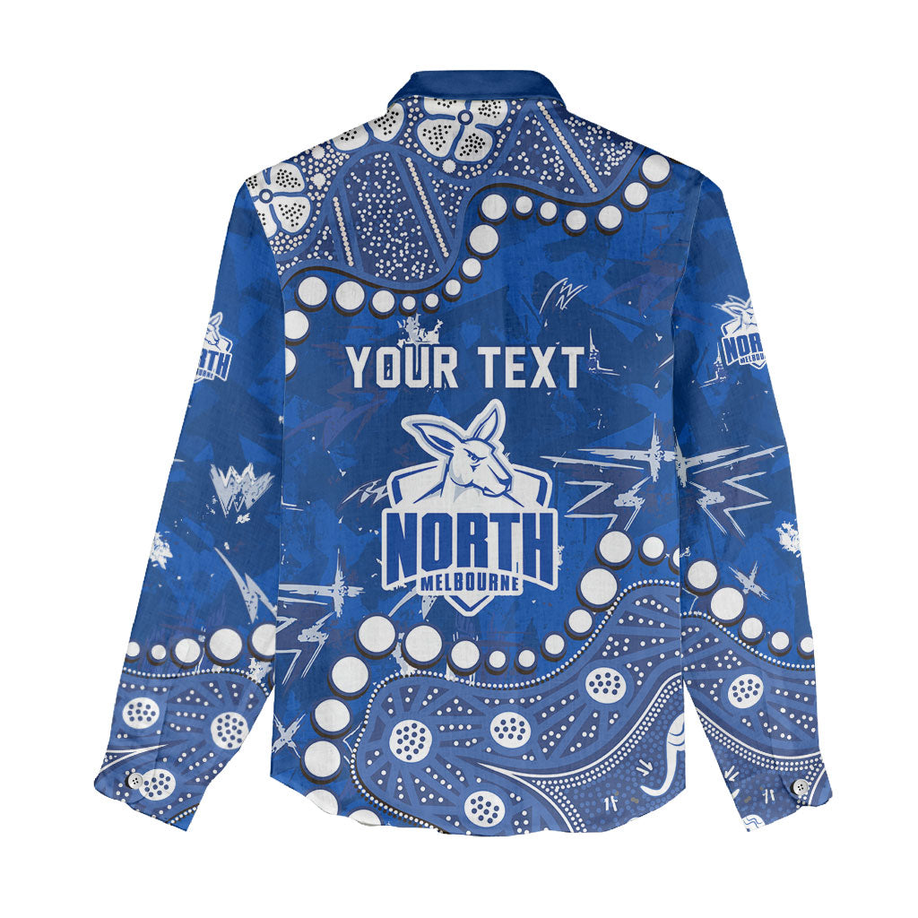 Personalized North Melbourne Kangaroos Women Casual Shirt Aboriginal Pattern with Graffiti Style