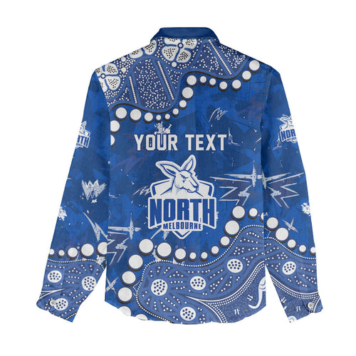 Personalized North Melbourne Kangaroos Women Casual Shirt Aboriginal Pattern with Graffiti Style