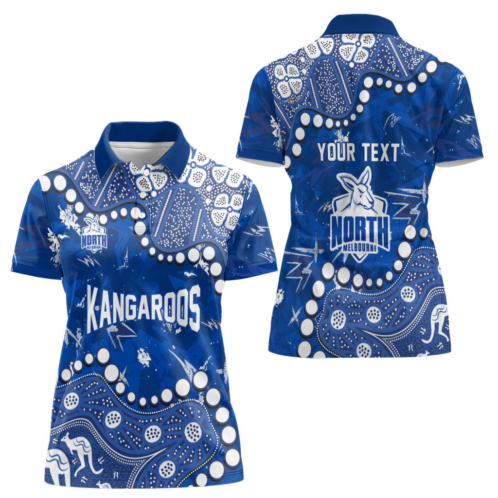 Personalized North Melbourne Kangaroos Women Polo Shirt Aboriginal Pattern with Graffiti Style