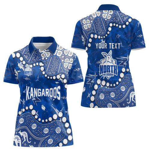Personalized North Melbourne Kangaroos Women Polo Shirt Aboriginal Pattern with Graffiti Style