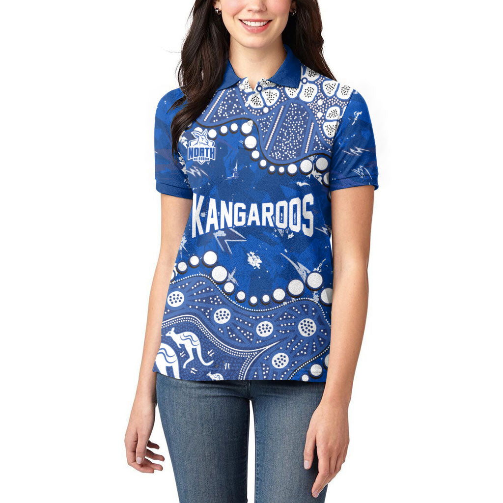 Personalized North Melbourne Kangaroos Women Polo Shirt Aboriginal Pattern with Graffiti Style