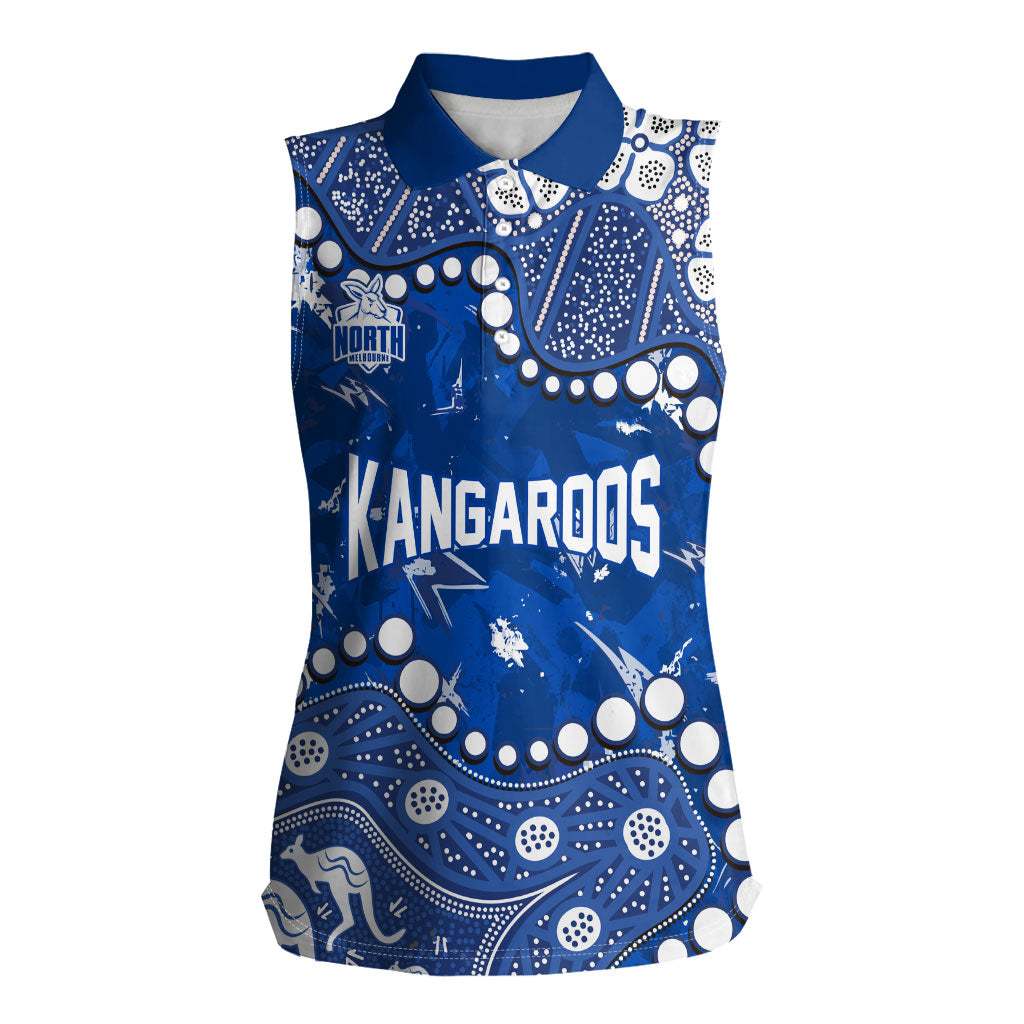 Personalized North Melbourne Kangaroos Women Sleeveless Polo Shirt Aboriginal Pattern with Graffiti Style