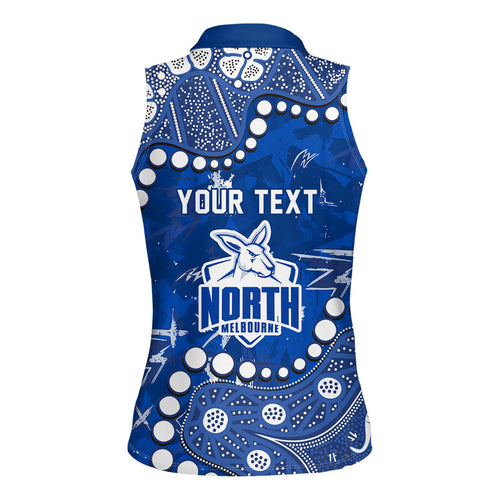 Personalized North Melbourne Kangaroos Women Sleeveless Polo Shirt Aboriginal Pattern with Graffiti Style