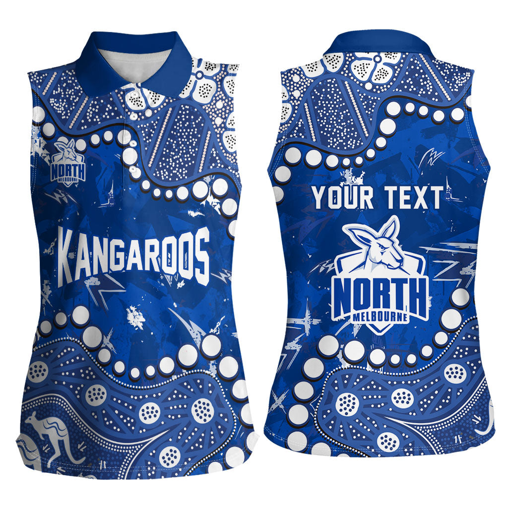 Personalized North Melbourne Kangaroos Women Sleeveless Polo Shirt Aboriginal Pattern with Graffiti Style