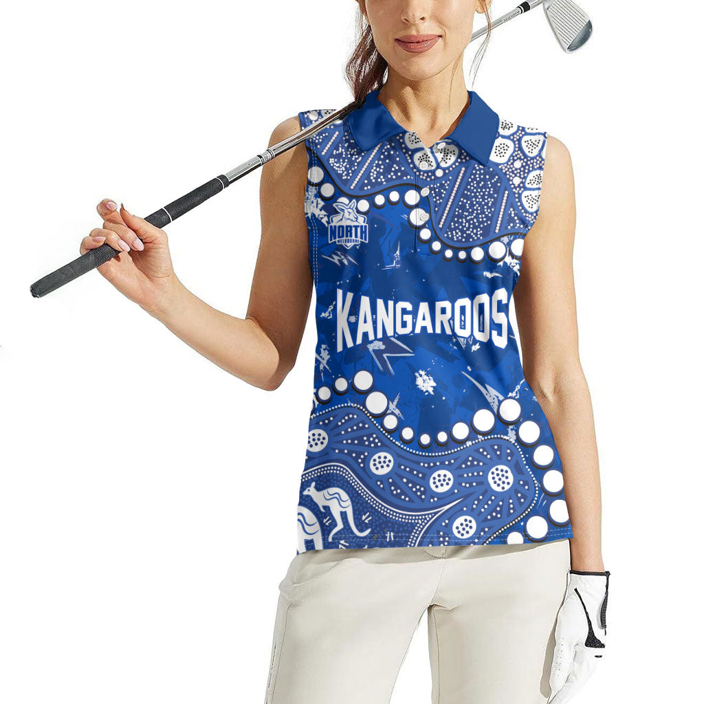 Personalized North Melbourne Kangaroos Women Sleeveless Polo Shirt Aboriginal Pattern with Graffiti Style