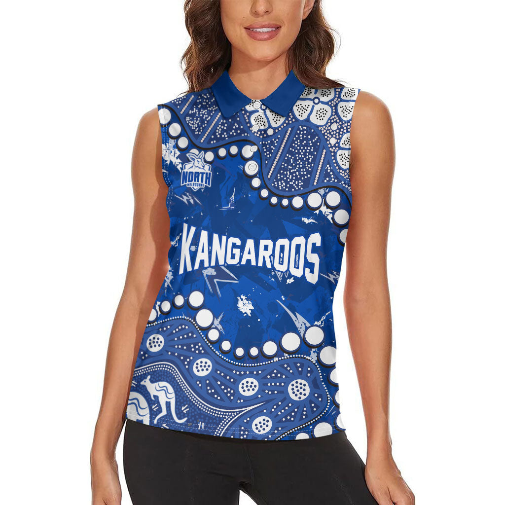 Personalized North Melbourne Kangaroos Women Sleeveless Polo Shirt Aboriginal Pattern with Graffiti Style