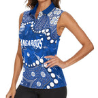 Personalized North Melbourne Kangaroos Women Sleeveless Polo Shirt Aboriginal Pattern with Graffiti Style