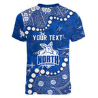 Personalized North Melbourne Kangaroos Women V-Neck T-Shirt Aboriginal Pattern with Graffiti Style