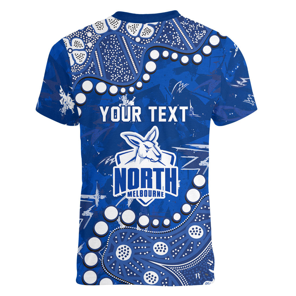 Personalized North Melbourne Kangaroos Women V-Neck T-Shirt Aboriginal Pattern with Graffiti Style