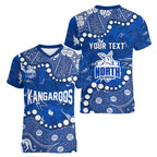 Personalized North Melbourne Kangaroos Women V-Neck T-Shirt Aboriginal Pattern with Graffiti Style