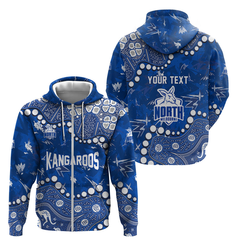 Personalized North Melbourne Kangaroos Zip Hoodie Aboriginal Pattern with Graffiti Style