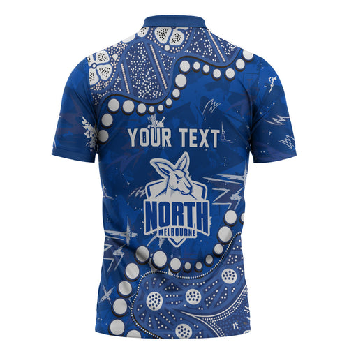 Personalized North Melbourne Kangaroos Zipper Polo Shirt Aboriginal Pattern with Graffiti Style