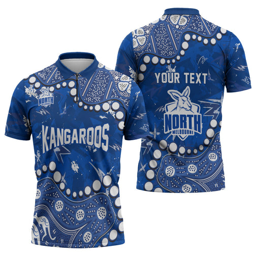 Personalized North Melbourne Kangaroos Zipper Polo Shirt Aboriginal Pattern with Graffiti Style