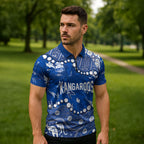 Personalized North Melbourne Kangaroos Zipper Polo Shirt Aboriginal Pattern with Graffiti Style