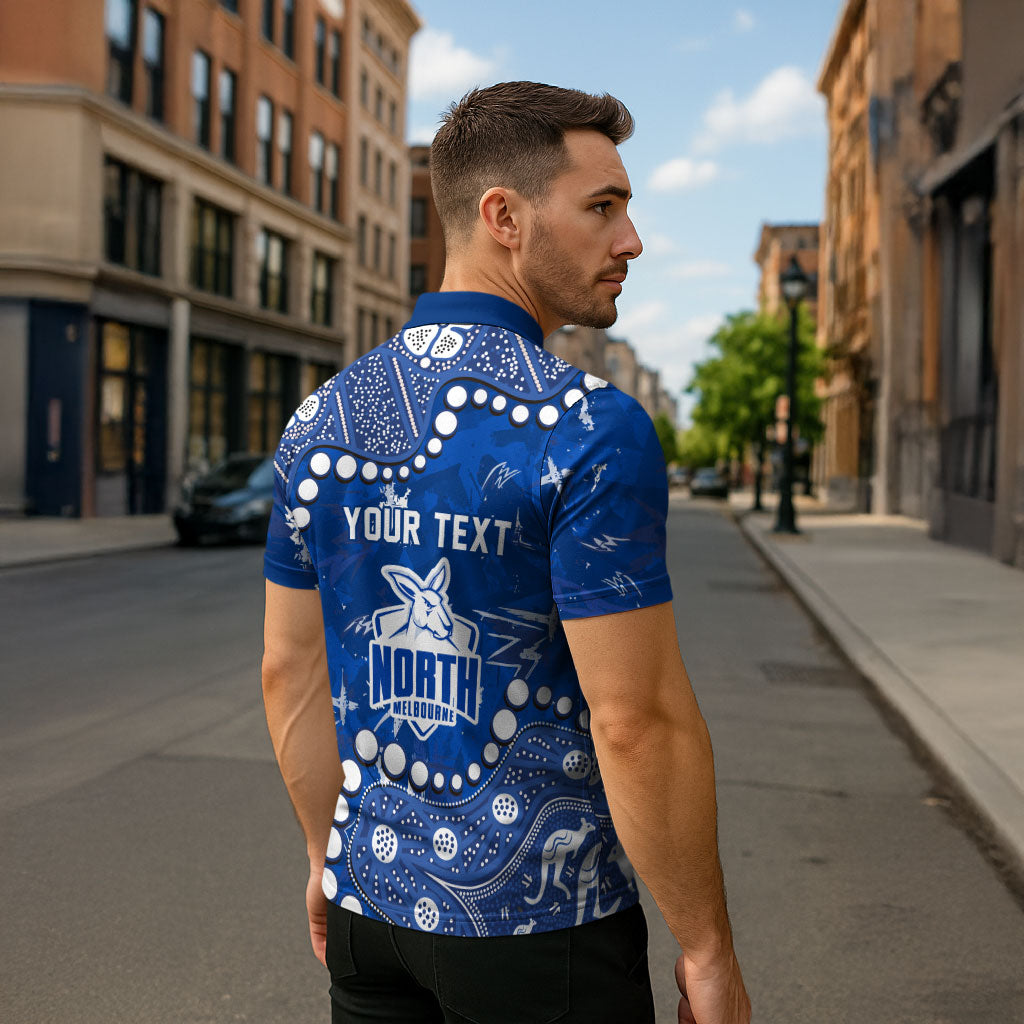 Personalized North Melbourne Kangaroos Zipper Polo Shirt Aboriginal Pattern with Graffiti Style