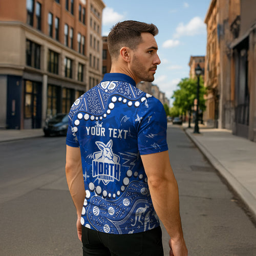 Personalized North Melbourne Kangaroos Zipper Polo Shirt Aboriginal Pattern with Graffiti Style