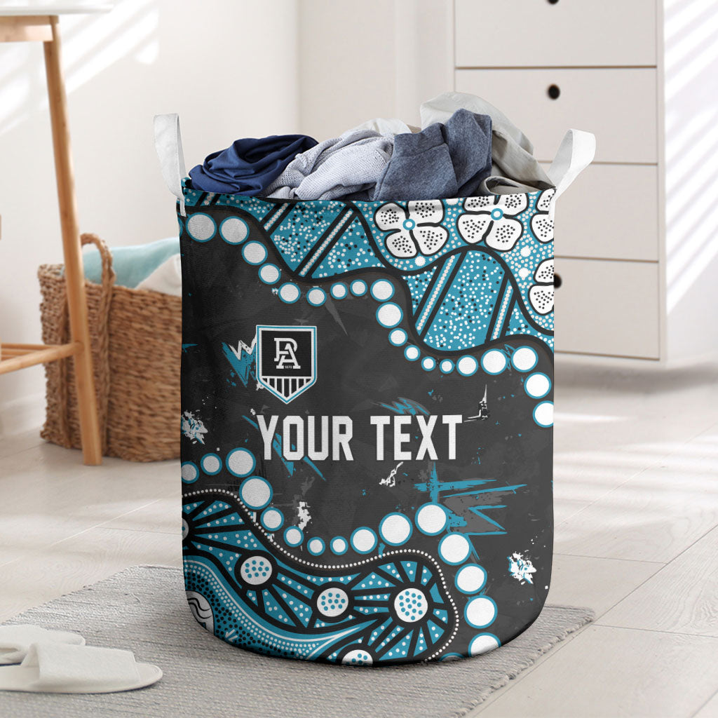 Personalized Port Adelaide Power Laundry Basket Aboriginal Pattern with Graffiti Style