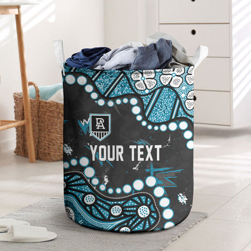 Personalized Port Adelaide Power Laundry Basket Aboriginal Pattern with Graffiti Style