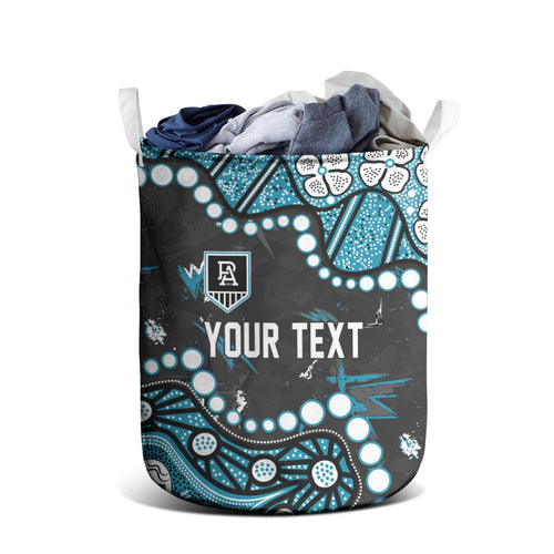 Personalized Port Adelaide Power Laundry Basket Aboriginal Pattern with Graffiti Style