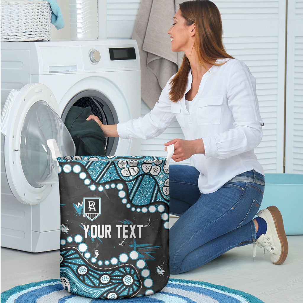 Personalized Port Adelaide Power Laundry Basket Aboriginal Pattern with Graffiti Style
