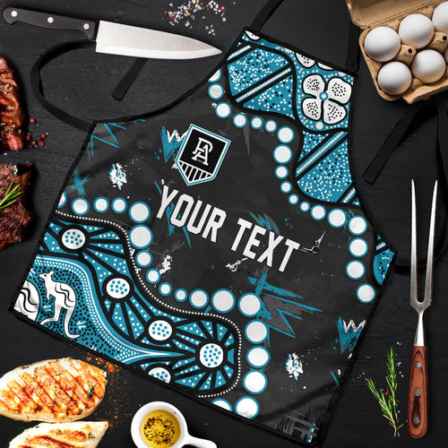 Personalized Port Adelaide Power Apron Aboriginal Pattern with Graffiti Style