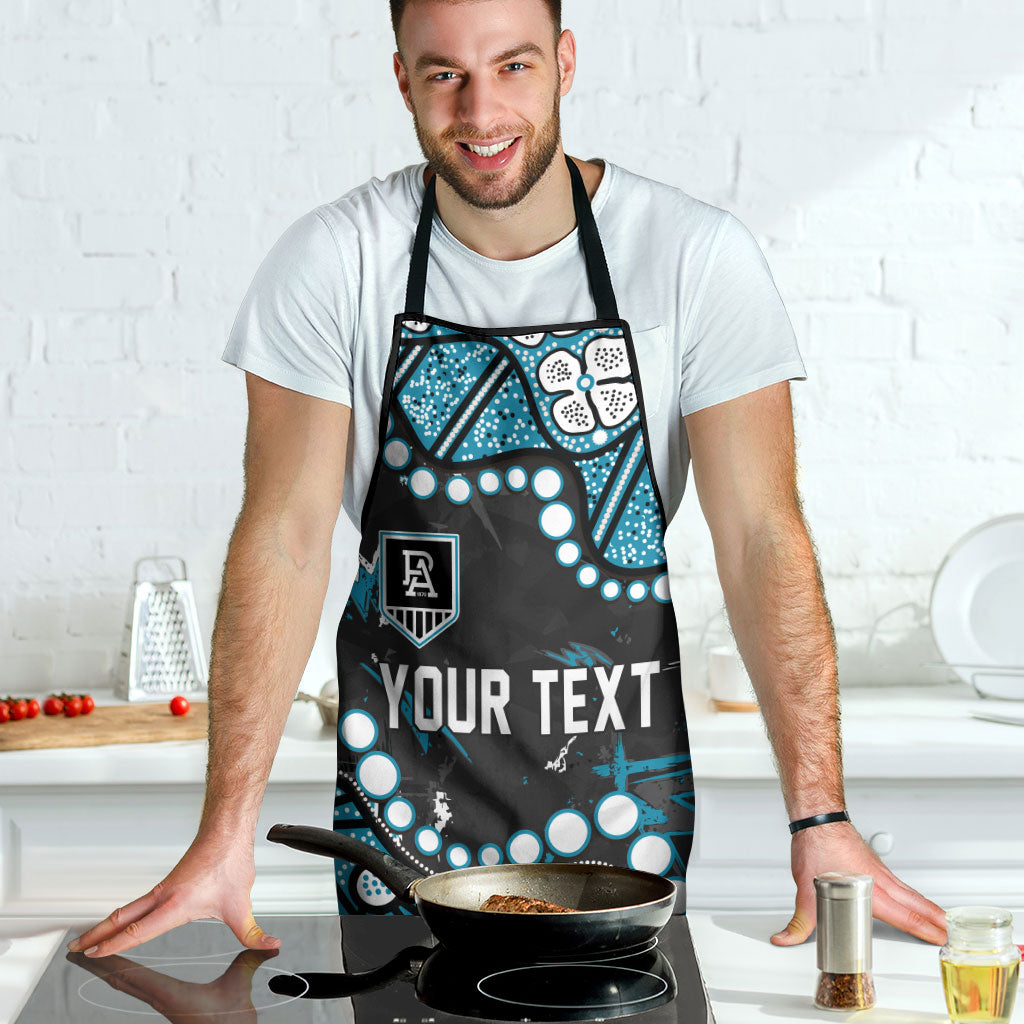 Personalized Port Adelaide Power Apron Aboriginal Pattern with Graffiti Style