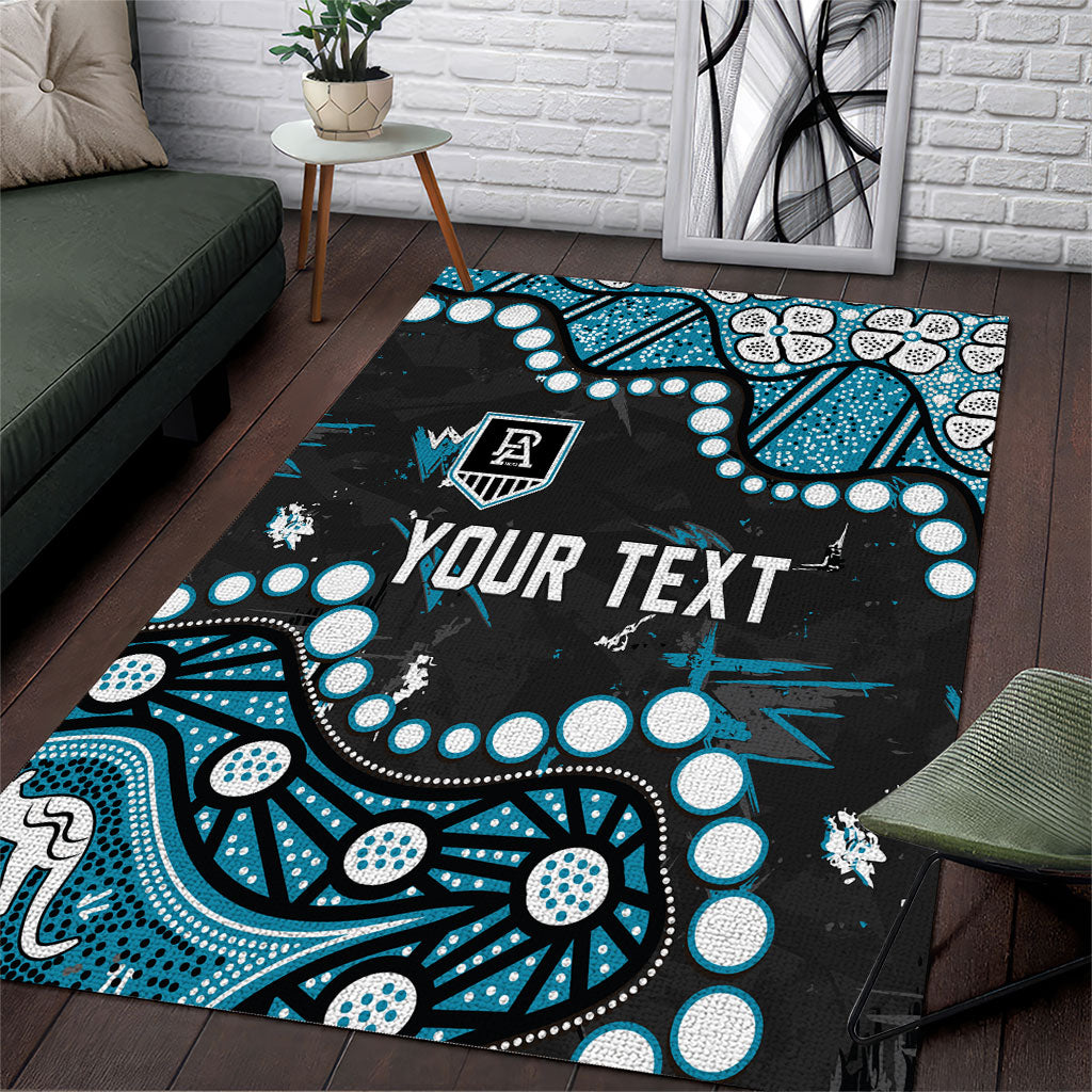 Personalized Port Adelaide Power Area Rug Aboriginal Pattern with Graffiti Style