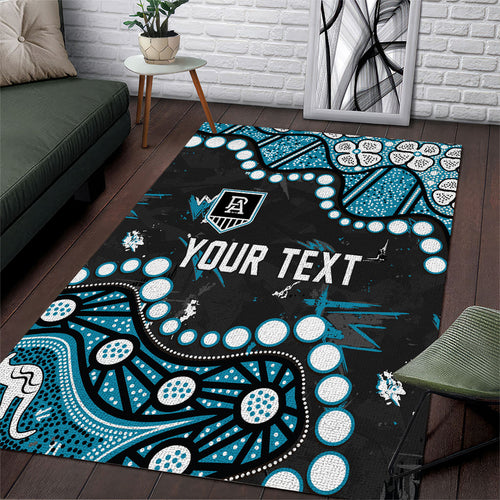 Personalized Port Adelaide Power Area Rug Aboriginal Pattern with Graffiti Style
