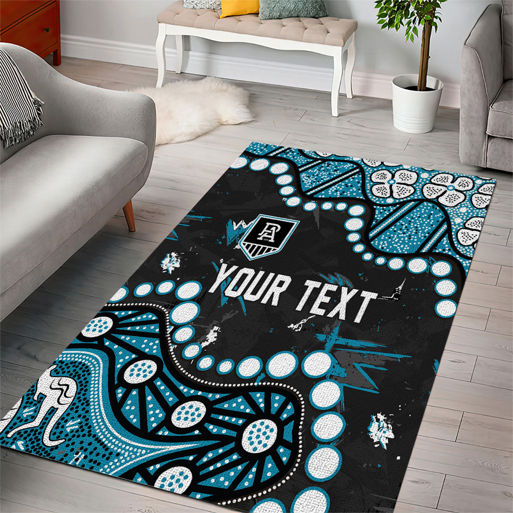 Personalized Port Adelaide Power Area Rug Aboriginal Pattern with Graffiti Style