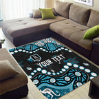 Personalized Port Adelaide Power Area Rug Aboriginal Pattern with Graffiti Style