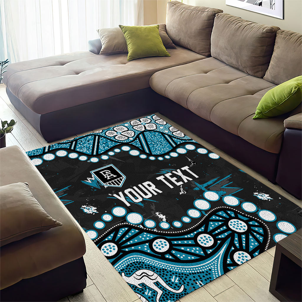 Personalized Port Adelaide Power Area Rug Aboriginal Pattern with Graffiti Style