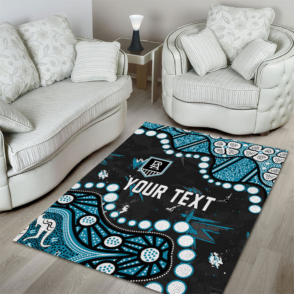Personalized Port Adelaide Power Area Rug Aboriginal Pattern with Graffiti Style