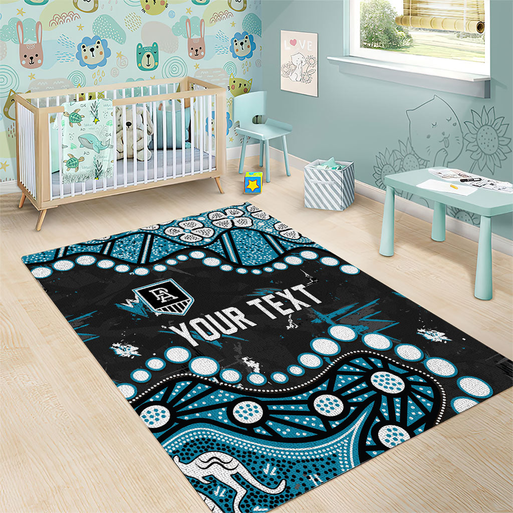 Personalized Port Adelaide Power Area Rug Aboriginal Pattern with Graffiti Style