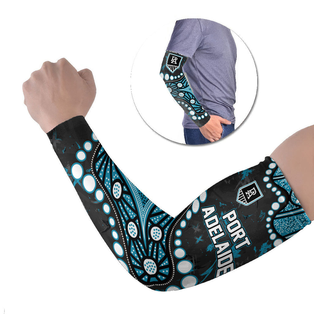 Personalized Port Adelaide Power Arm Sleeves Aboriginal Pattern with Graffiti Style