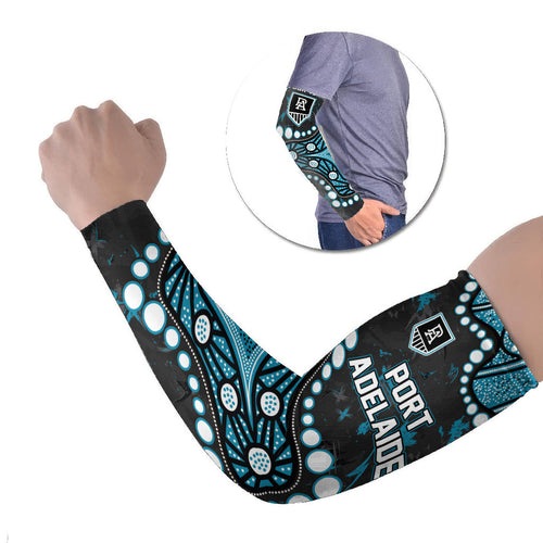 Personalized Port Adelaide Power Arm Sleeves Aboriginal Pattern with Graffiti Style