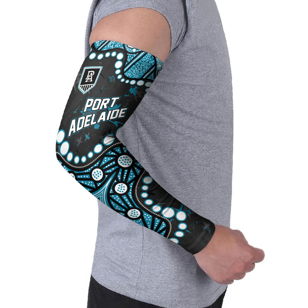 Personalized Port Adelaide Power Arm Sleeves Aboriginal Pattern with Graffiti Style