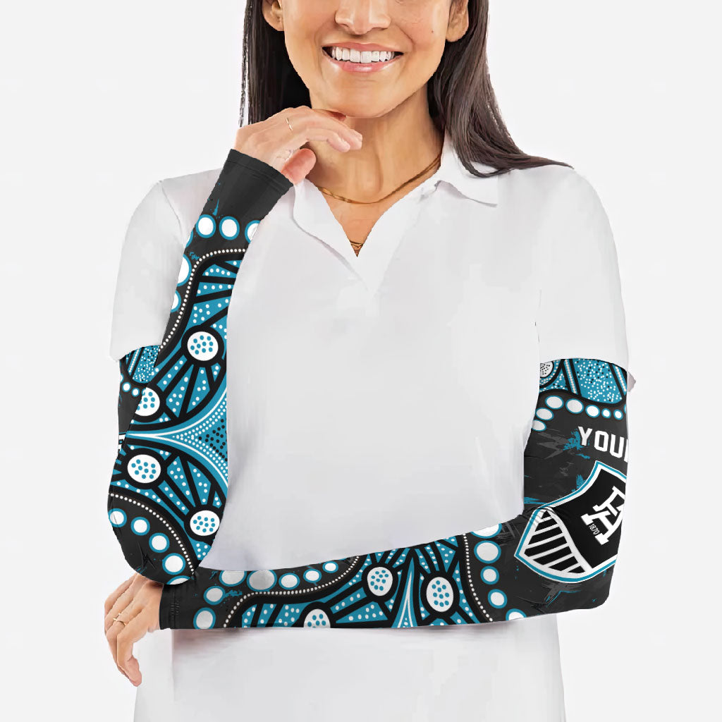Personalized Port Adelaide Power Arm Sleeves Aboriginal Pattern with Graffiti Style