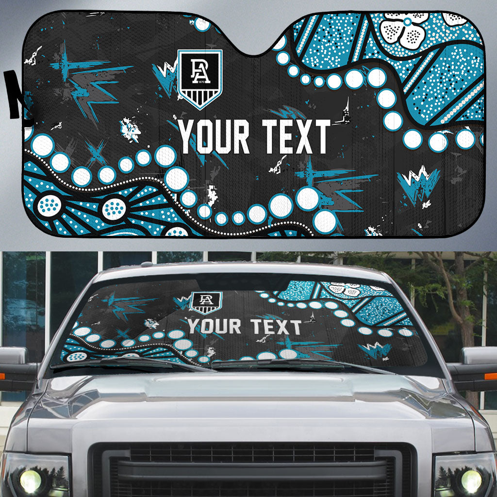 Personalized Port Adelaide Power Auto Sun Shade Aboriginal Pattern with Graffiti Style