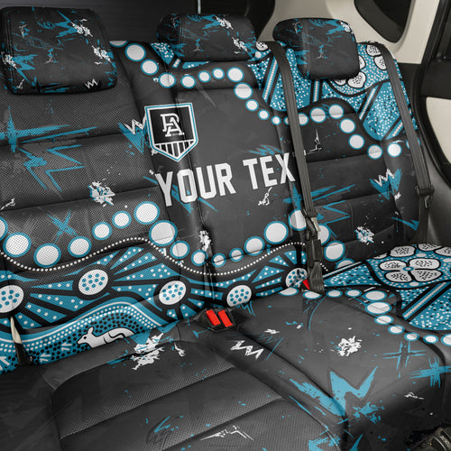 Personalized Port Adelaide Power Back Car Seat Cover Aboriginal Pattern with Graffiti Style