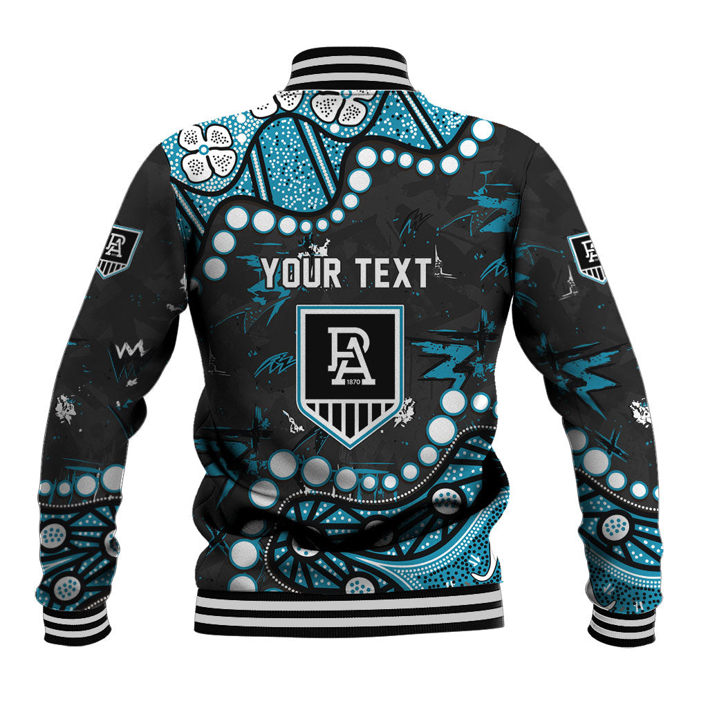 Personalized Port Adelaide Power Baseball Jacket Aboriginal Pattern with Graffiti Style