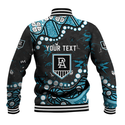 Personalized Port Adelaide Power Baseball Jacket Aboriginal Pattern with Graffiti Style