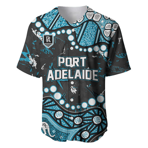 Personalized Port Adelaide Power Baseball Jersey Aboriginal Pattern with Graffiti Style