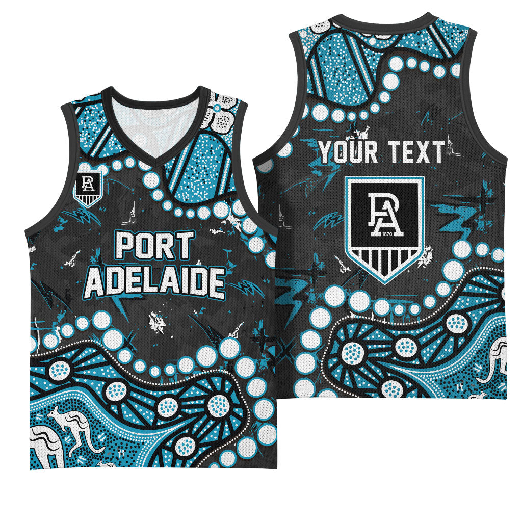 Personalized Port Adelaide Power Basketball Jersey Aboriginal Pattern with Graffiti Style