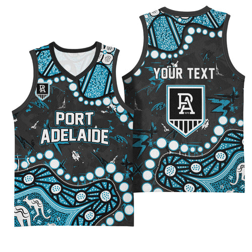 Personalized Port Adelaide Power Basketball Jersey Aboriginal Pattern with Graffiti Style