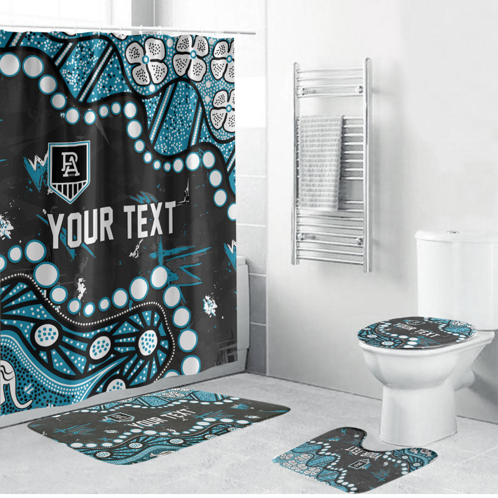 Personalized Port Adelaide Power Bathroom Set Aboriginal Pattern with Graffiti Style