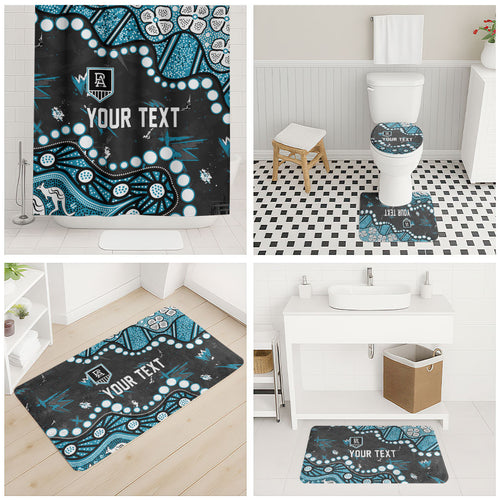 Personalized Port Adelaide Power Bathroom Set Aboriginal Pattern with Graffiti Style