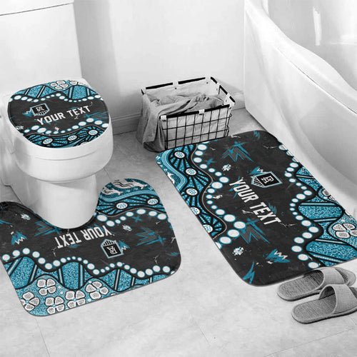 Personalized Port Adelaide Power Bathroom Set Aboriginal Pattern with Graffiti Style