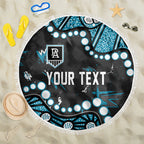 Personalized Port Adelaide Power Beach Blanket Aboriginal Pattern with Graffiti Style