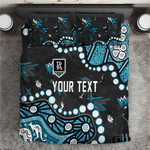Personalized Port Adelaide Power Bedding Set Aboriginal Pattern with Graffiti Style